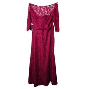 Christina Wu Lace Gown Dress 18 Red Long Formal Wedding Mother Of Bride Romantic